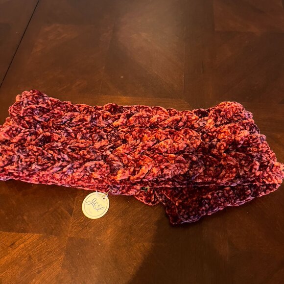 Handcrafted Red Crochet Scarf With Snowflake Accents By J&L Designs - Picture 3 of 3